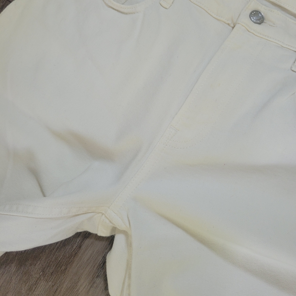 Everlane High Rise Kick Crop Jeans Frayed Ankle White Denim Nautical Preppy 29 - Picture 7 of 10